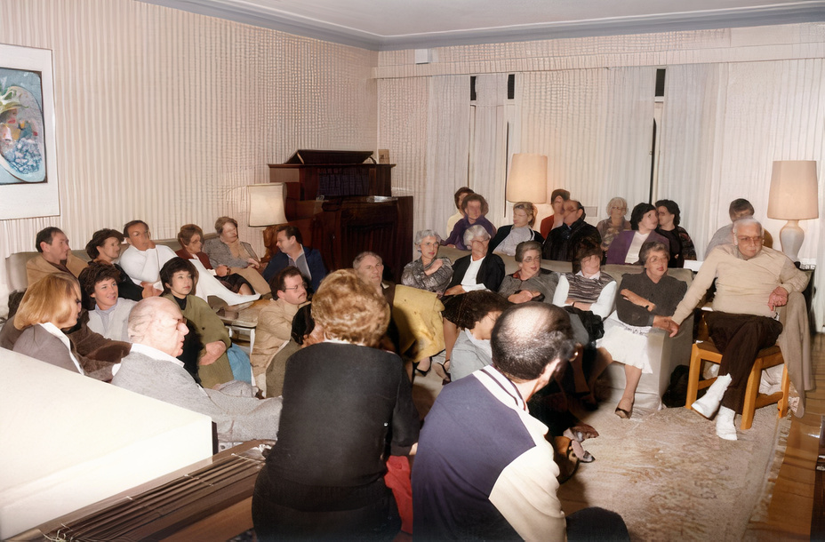 An audience gathered during the 1970s for one of Condon's Roll Nights